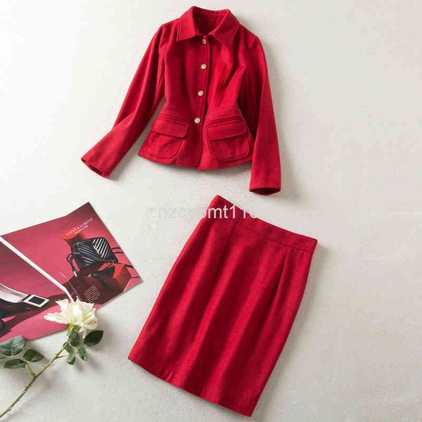two piece dress princess of spain's same 21 autumn and winter women's dress lapel red long sleeved tweed coat hip wrap skirt set, White
two piece dress princess of spain's same 21 autumn and winter women's dress lapel red long sleeved tweed coat hip wrap skirt set, White