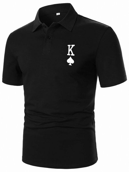 men playing card print polo shirt e1fo#, White;black 
men playing card print polo shirt e1fo#, White;black