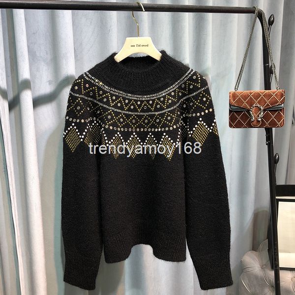 women's knits & tees special jacquard nail bead round neck pullover sweater alpaca wool blend shining decorative knitted top, White
women's knits & tees special jacquard nail bead round neck pullover sweater alpaca wool blend shining decorative knitted top, White
