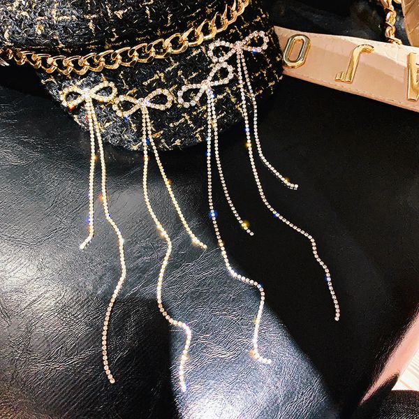925 silver stud bow long earrings female korean graceful and fashionable personality diamond tassel earrings online influencer eardrop, Golden
925 silver stud bow long earrings female korean graceful and fashionable personality diamond tassel earrings online influencer eardrop, Golden