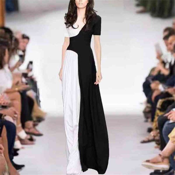 casual dresses long skirt summer women's v zero waist black and white contrast short sleeved dress women, Black;gray
casual dresses long skirt summer women's v zero waist black and white contrast short sleeved dress women, Black;gray