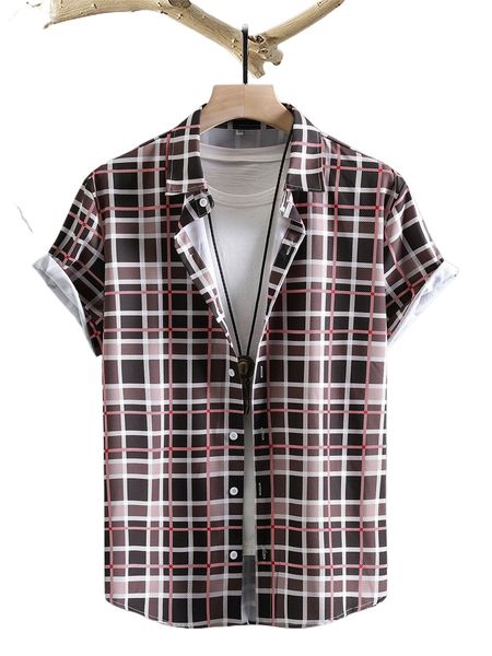 men random plaid shirt without tee t2kb#, White;black