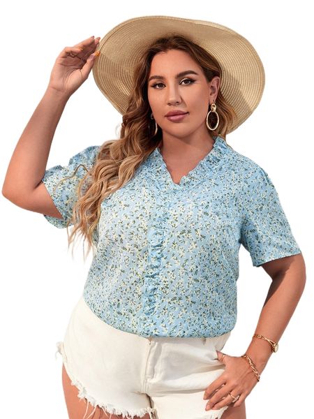 plus ditsy floral frill trim blouse g90c#, Black
plus ditsy floral frill trim blouse g90c#, Black