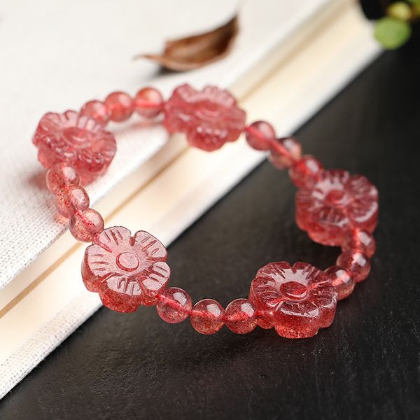 natural red strawberry quartz crystal woman crystal bracelet 12mm flower beads love gift stretch gemstone aaaaa, Silver
natural red strawberry quartz crystal woman crystal bracelet 12mm flower beads love gift stretch gemstone aaaaa, Silver
