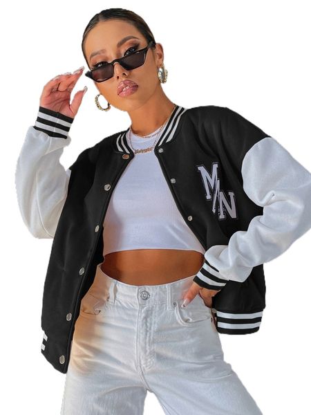letter embroidery drop shoulder two tone thermal lined bomber jacket q5fr#, Black;brown
letter embroidery drop shoulder two tone thermal lined bomber jacket q5fr#, Black;brown