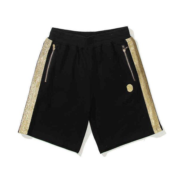 fashion summer brand side gold ribbon embroidered boys' casual shorts, White;black 
fashion summer brand side gold ribbon embroidered boys' casual shorts, White;black