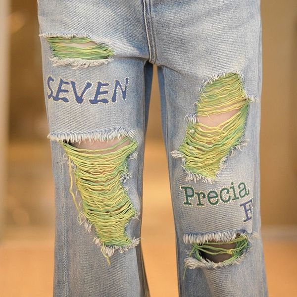 high waist wide leg hole green jeans womens straight pants design sense small crowd drop feeling mop denim trousers y2k clothing, Blue
high waist wide leg hole green jeans womens straight pants design sense small crowd drop feeling mop denim trousers y2k clothing, Blue