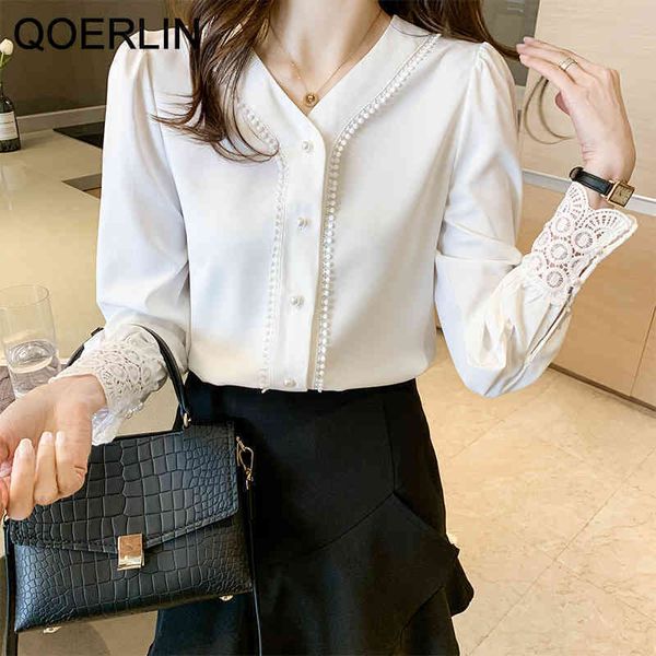 workwear white chiffon shirts women spring temperament vneck singlebreasted lace hollow cuff blouse female plus size 210412
workwear white chiffon shirts women spring temperament vneck singlebreasted lace hollow cuff blouse female plus size 210412