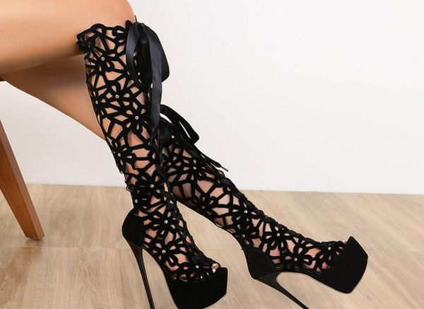 new women knee boots thin heel flower fretwork booties peep toe platform booties dress shoes summer woman gladiator botas black lace
new women knee boots thin heel flower fretwork booties peep toe platform booties dress shoes summer woman gladiator botas black lace