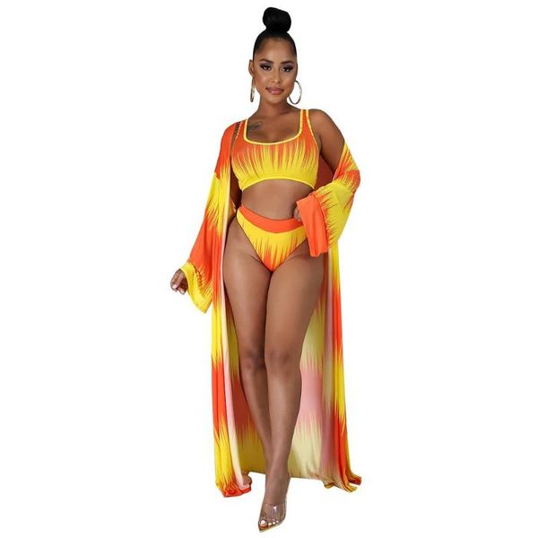 women's swimwear woman 3 pieces sets outfits printed high waist two piece bikini+long sleeve cover up beach summer ladies clothing, White;black
women's swimwear woman 3 pieces sets outfits printed high waist two piece bikini+long sleeve cover up beach summer ladies clothing, White;black