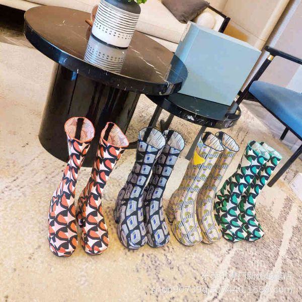 boots wool thick heel elastic boots women's knee high socks spring and autumn single long knight, Black 
boots wool thick heel elastic boots women's knee high socks spring and autumn single long knight, Black