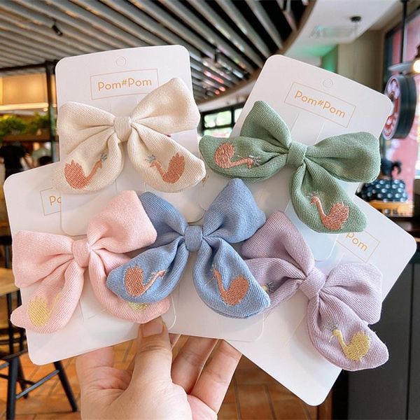 hair accessories early autumn embroidered swan bow baby girls solid color children's clip bangs, Slivery;white
hair accessories early autumn embroidered swan bow baby girls solid color children's clip bangs, Slivery;white
