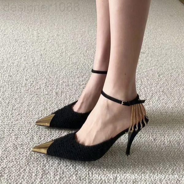 sandals designer black suede high-heeled shoes, metal chain, thin heel, wrap head, pointed one-way buckle sandals, women's 2021 new sty
sandals designer black suede high-heeled shoes, metal chain, thin heel, wrap head, pointed one-way buckle sandals, women's 2021 new sty