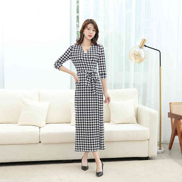 casual dresses spring and autumn wrap skirt thousand bird check v-neck seven sleeve hip split holiday dress women, Black;gray
casual dresses spring and autumn wrap skirt thousand bird check v-neck seven sleeve hip split holiday dress women, Black;gray