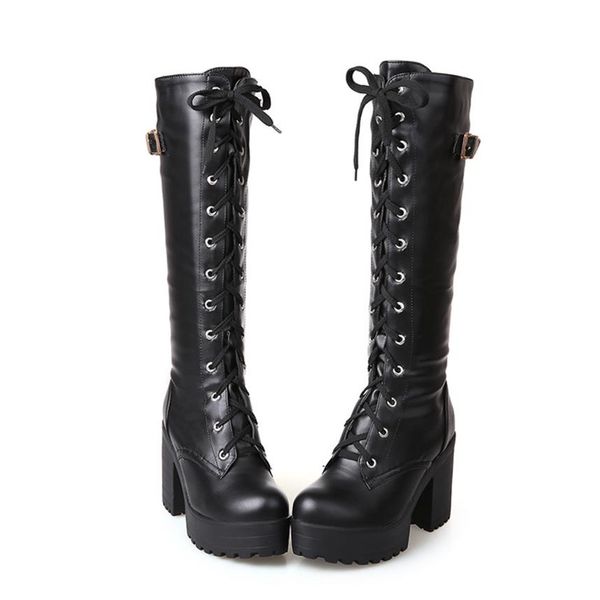 gothic square chunky block high heels riding boots women lace up thick platform rock punk cosplay knee high boots shoes289v, Black
gothic square chunky block high heels riding boots women lace up thick platform rock punk cosplay knee high boots shoes289v, Black