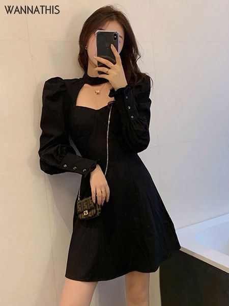 elegant women mini a line dress black hollow out shrug vintage puff sleeve spring fashion party prom kawaii 2022, Black;gray
elegant women mini a line dress black hollow out shrug vintage puff sleeve spring fashion party prom kawaii 2022, Black;gray