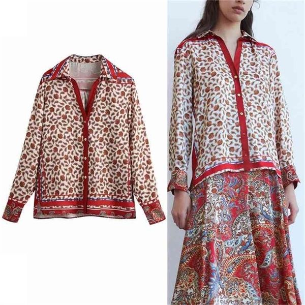 print satin shirt women lapel collar long sleeve vintage chic front button side vents feminine casual office blouse 210524, White
print satin shirt women lapel collar long sleeve vintage chic front button side vents feminine casual office blouse 210524, White