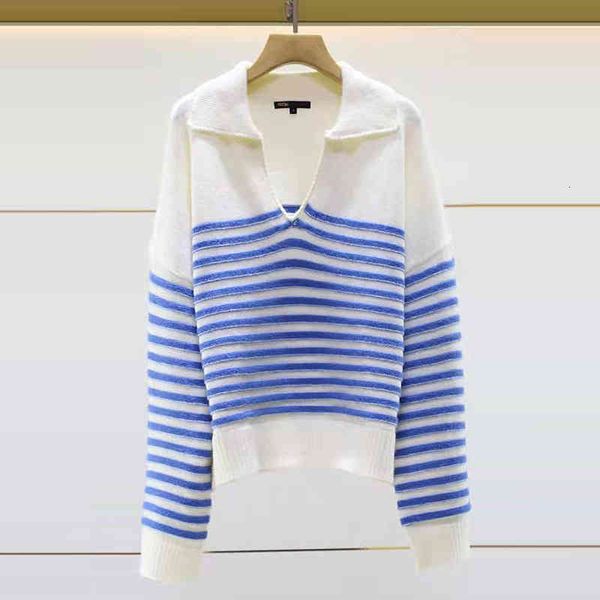 women's knits & tees fadan  family early spring female leisure v-neck small lapel loose stripe knitted sweater, White 
women's knits & tees fadan  family early spring female leisure v-neck small lapel loose stripe knitted sweater, White