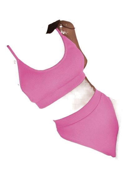 solid rib bikini swimsuit v4s0#, White;black 
solid rib bikini swimsuit v4s0#, White;black