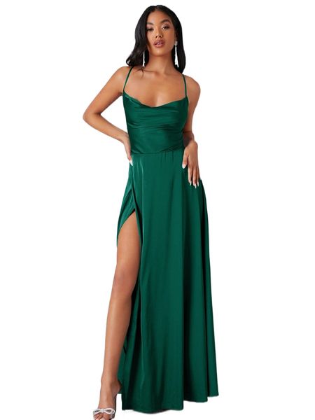 crisscross backless wrap satin prom dress 92p6#, Black;gray