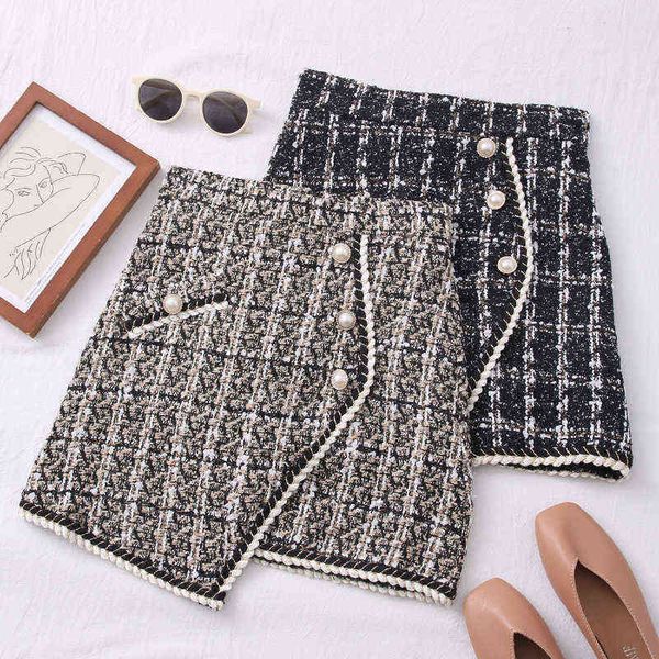 women's skirt tweed skirts for women solid high waist slimming autumn spring 2022 buttons double breasted wool mini skirt 220221, Black
women's skirt tweed skirts for women solid high waist slimming autumn spring 2022 buttons double breasted wool mini skirt 220221, Black