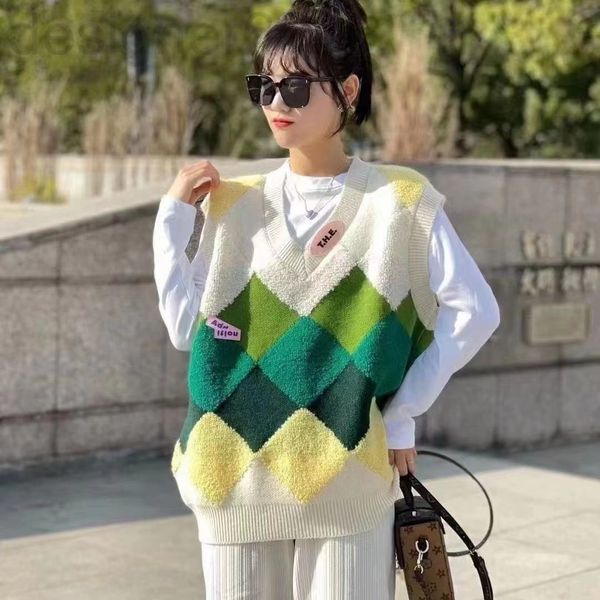 women's sweaters designer lingge v-neck sweater vest winter thickened lazy style loose knit pullover blouse women gcrt, White;black
women's sweaters designer lingge v-neck sweater vest winter thickened lazy style loose knit pullover blouse women gcrt, White;black
