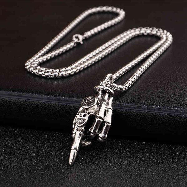 new middle finger smiley face ghost hand tide male punk titanium steel necklace hip hop street sweater chain female jewelry, Silver
new middle finger smiley face ghost hand tide male punk titanium steel necklace hip hop street sweater chain female jewelry, Silver