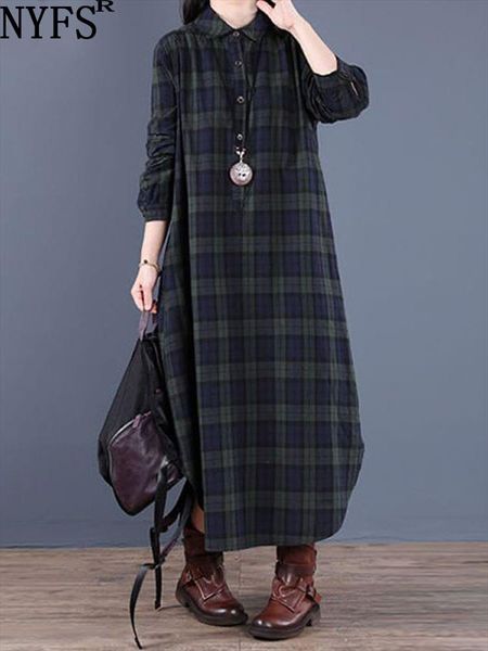 spring autumn woman dress vintage loose cotton long vestidos robe d ete femme literary plaid shirt, Black;gray
spring autumn woman dress vintage loose cotton long vestidos robe d ete femme literary plaid shirt, Black;gray