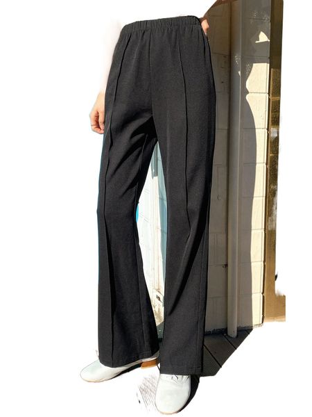 dazy seam detail boot-cut leg pants n8lu#, Black;white