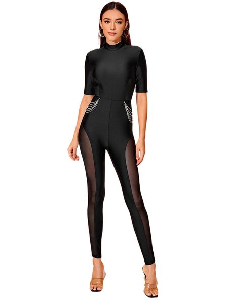 x the perfect party contrast mesh rhinestone chain stand collar unitard jumpsuit a0kx#, Black;white
x the perfect party contrast mesh rhinestone chain stand collar unitard jumpsuit a0kx#, Black;white