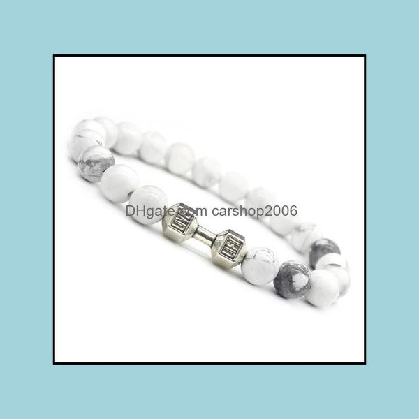 charm bracelets jewelry fashion sier gold plated dumbbell bracelet natural stone white turquoise for women drop delivery 2021 b245i, Golden;silver
charm bracelets jewelry fashion sier gold plated dumbbell bracelet natural stone white turquoise for women drop delivery 2021 b245i, Golden;silver
