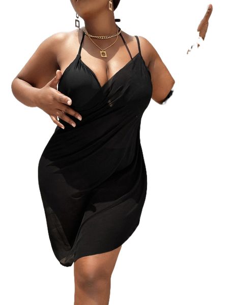 plus sheer mesh wrap cover up x4d1#, Black
plus sheer mesh wrap cover up x4d1#, Black