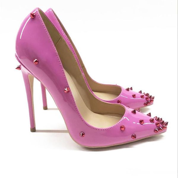 red bottom real po fashion women patent leather shoes pumps pointed toe high heels wedding shoes colored studded spikes ri2395, Black
red bottom real po fashion women patent leather shoes pumps pointed toe high heels wedding shoes colored studded spikes ri2395, Black