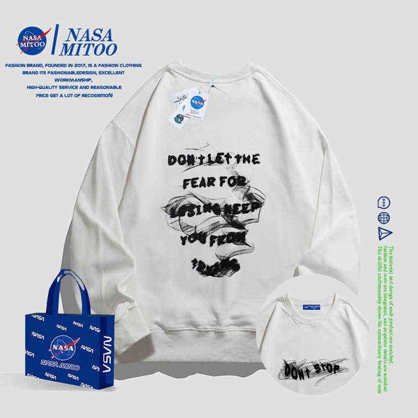 nasa co branded fashion spring and autumn loose couple suit cotton round neck high street oversize, Black
nasa co branded fashion spring and autumn loose couple suit cotton round neck high street oversize, Black
