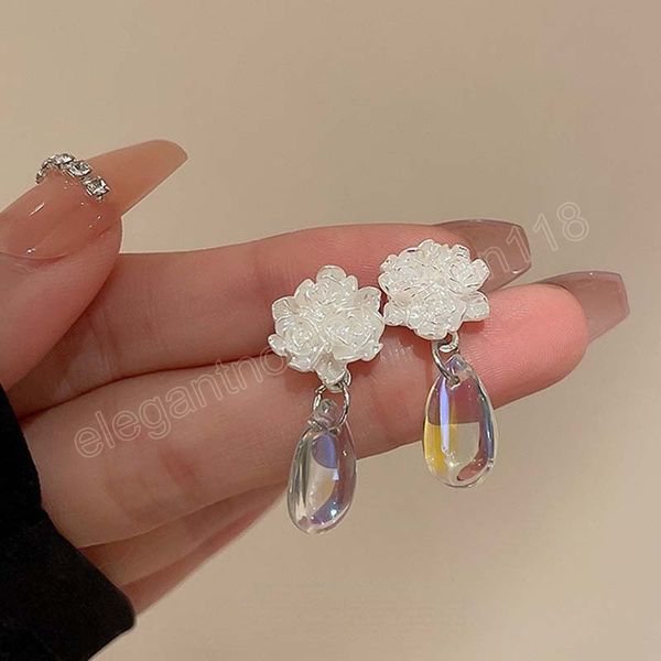 fashion jewelry white flower earrings s925 needle sweet korean temperament dangle earrings for women gifts, Silver
fashion jewelry white flower earrings s925 needle sweet korean temperament dangle earrings for women gifts, Silver