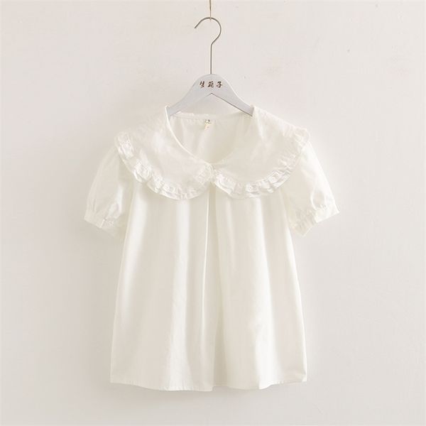 sweet lolita shirt mori girls summer japanese style fresh peter pan collar short sleeve white solid cotton blouse 210308
sweet lolita shirt mori girls summer japanese style fresh peter pan collar short sleeve white solid cotton blouse 210308