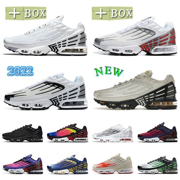 with box mens womens tn 3 triple white running shoes fashion gradient light blue green yellow aqua tiger orange camo purple nubula rainbow s
with box mens womens tn 3 triple white running shoes fashion gradient light blue green yellow aqua tiger orange camo purple nubula rainbow s