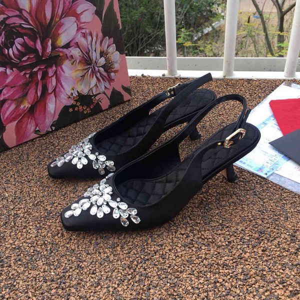 sandals women's pointed sandals silk wedding summer shoes back lace up strange style series, Black
