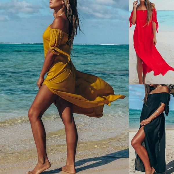women's swimwear women cover up beach woman maxi summer beachwear long dress off shoulder cover-ups robe de plagewomen's, White;black
women's swimwear women cover up beach woman maxi summer beachwear long dress off shoulder cover-ups robe de plagewomen's, White;black