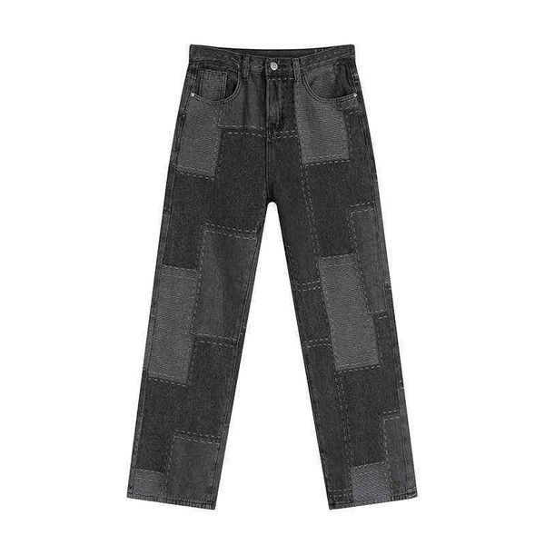 retro hong kong style stitching womens grey jeans patch make old trend neutral wide-leg pants loose straight-leg female trousers t220728, Blue
retro hong kong style stitching womens grey jeans patch make old trend neutral wide-leg pants loose straight-leg female trousers t220728, Blue