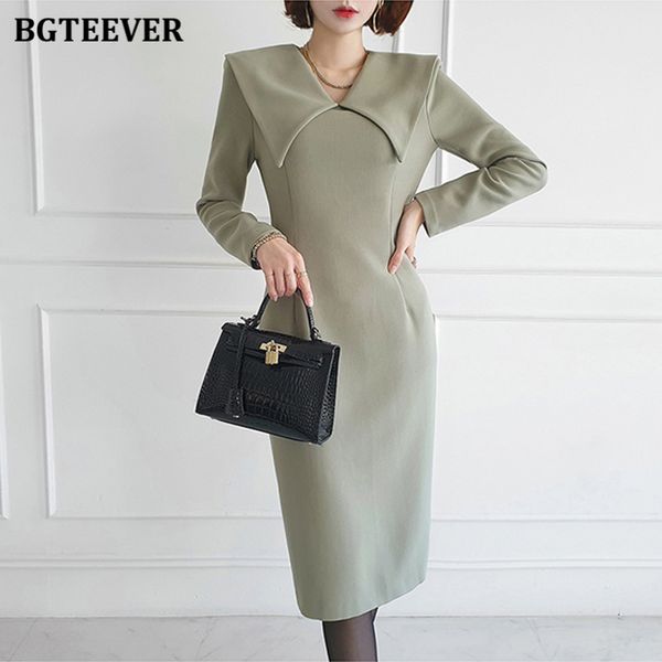 elegant lapel women package hip dress full sleeve slim waist female bodycon midi dress 2021 autumn winter ol vestidos, Black;gray
elegant lapel women package hip dress full sleeve slim waist female bodycon midi dress 2021 autumn winter ol vestidos, Black;gray