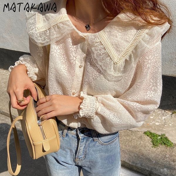 peter pan collar lace shirt women spring korean loose blouse fashion longsleeved blusas 210506, White
peter pan collar lace shirt women spring korean loose blouse fashion longsleeved blusas 210506, White