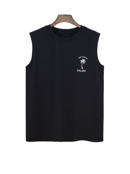 men letter & tropical print tank d8pd#, White;black