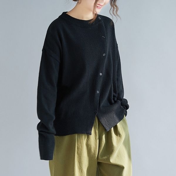 johnature autumn new solid color oneck long sleeve knitting singlebreasted loose casual pullover women sweaters y200910, White;black
johnature autumn new solid color oneck long sleeve knitting singlebreasted loose casual pullover women sweaters y200910, White;black