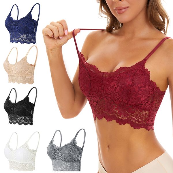 new women lace bras comfortable bralette solid color underwear vest female hollow out wireless lingerie seamless bra, Red;black
new women lace bras comfortable bralette solid color underwear vest female hollow out wireless lingerie seamless bra, Red;black