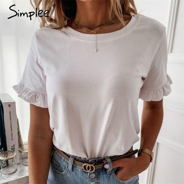casual vneck ruffle women tshirts summer simple solid color midlength female short sleeve ladies 210322, White
casual vneck ruffle women tshirts summer simple solid color midlength female short sleeve ladies 210322, White