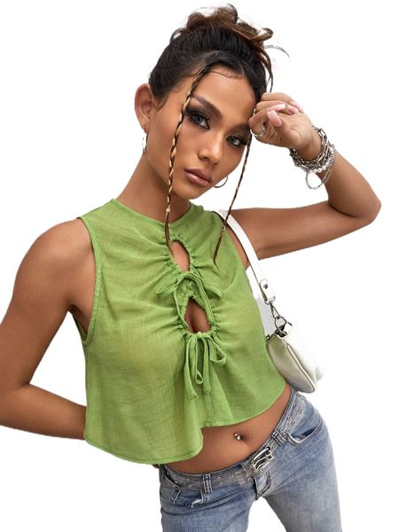 cut out knot front crop tank g8j0#, White
cut out knot front crop tank g8j0#, White