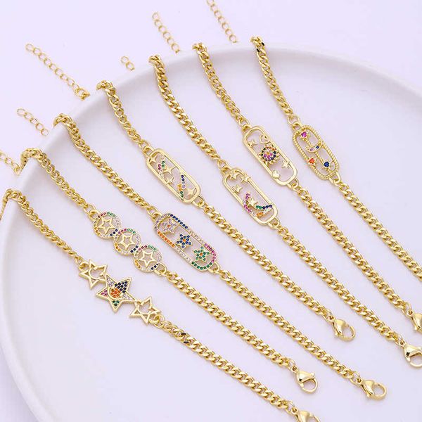 simple copper inlaid zircon star pendant bracelet female jewelry plated real gold bracelet couple girlfriends bracelet, Black
simple copper inlaid zircon star pendant bracelet female jewelry plated real gold bracelet couple girlfriends bracelet, Black