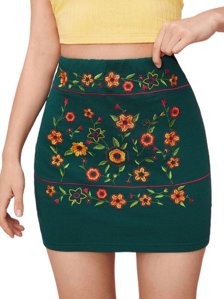 floral embroidery skirt s3hi#, Black
floral embroidery skirt s3hi#, Black