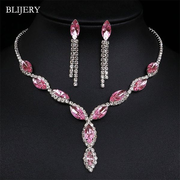 blijery fashion pink crystal prom wedding jewelry sets for women accessories floral tassel necklace earrings bridal jewelry sets 220716, Silver
blijery fashion pink crystal prom wedding jewelry sets for women accessories floral tassel necklace earrings bridal jewelry sets 220716, Silver